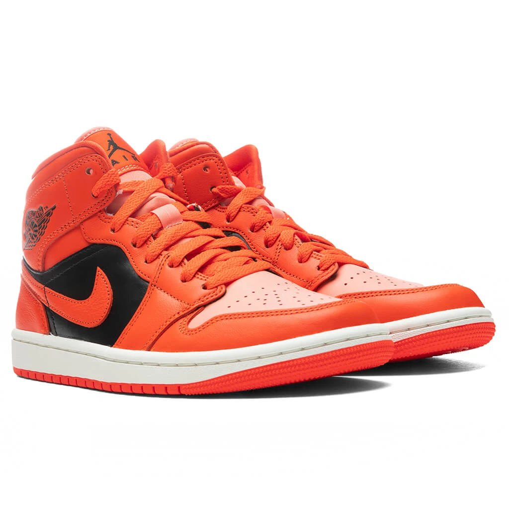 Air Jordan 1 Mid SE Women's - Crimson Bliss/Rush Orange/Black - Image 2