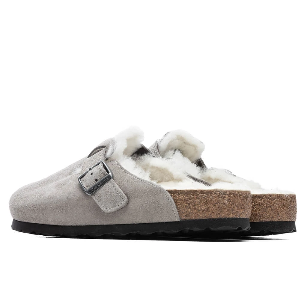 Birkenstock Wide Boston Shearling - Stone Coin - Image 4