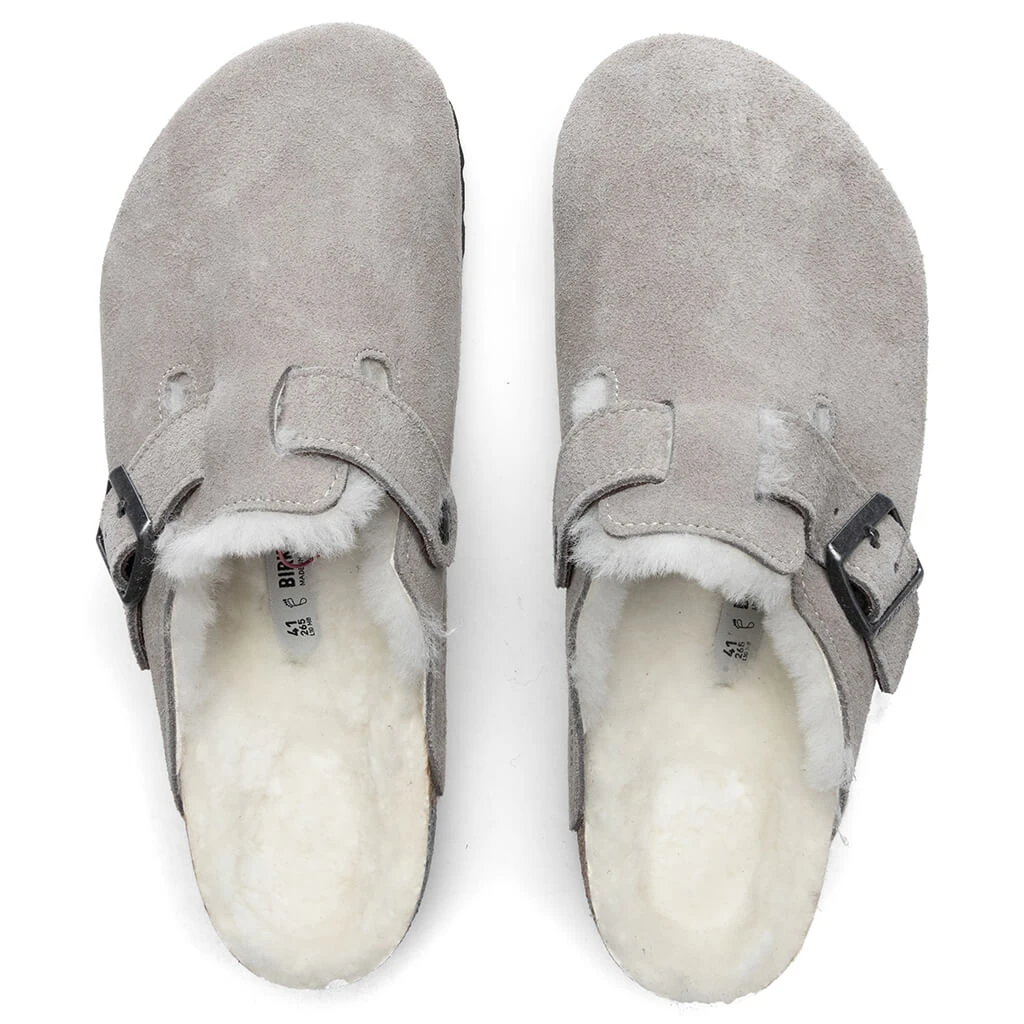 Birkenstock Wide Boston Shearling - Stone Coin - Image 2