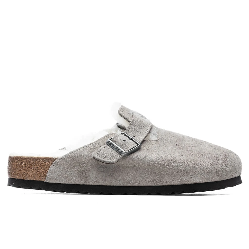 Birkenstock Wide Boston Shearling - Stone Coin