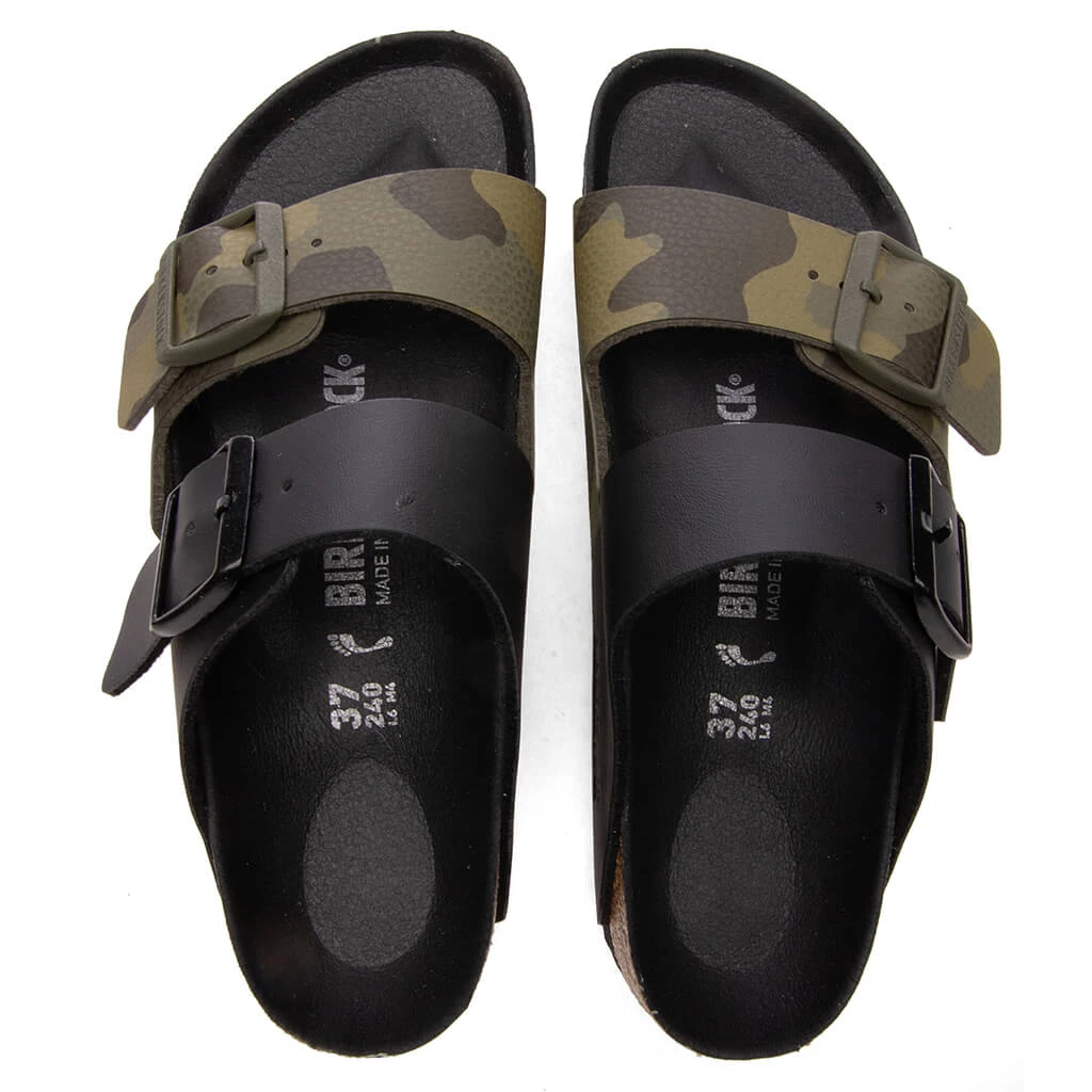 Birkenstock Women's Narrow Arizona Split Birko-Flor - Black/Desert Soil Camo Green - Image 2