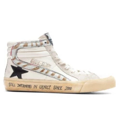 Golden Goose Women's Slide Leather Star - Beige/Black/Silver
