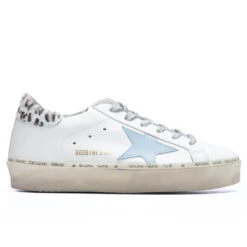 Golden Goose Women's Hi Star - White/Powder Blue/Cream Leopard