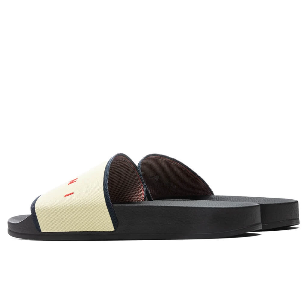 Marni Rubber Slide - Ecru/Blue Black/Red - Image 3