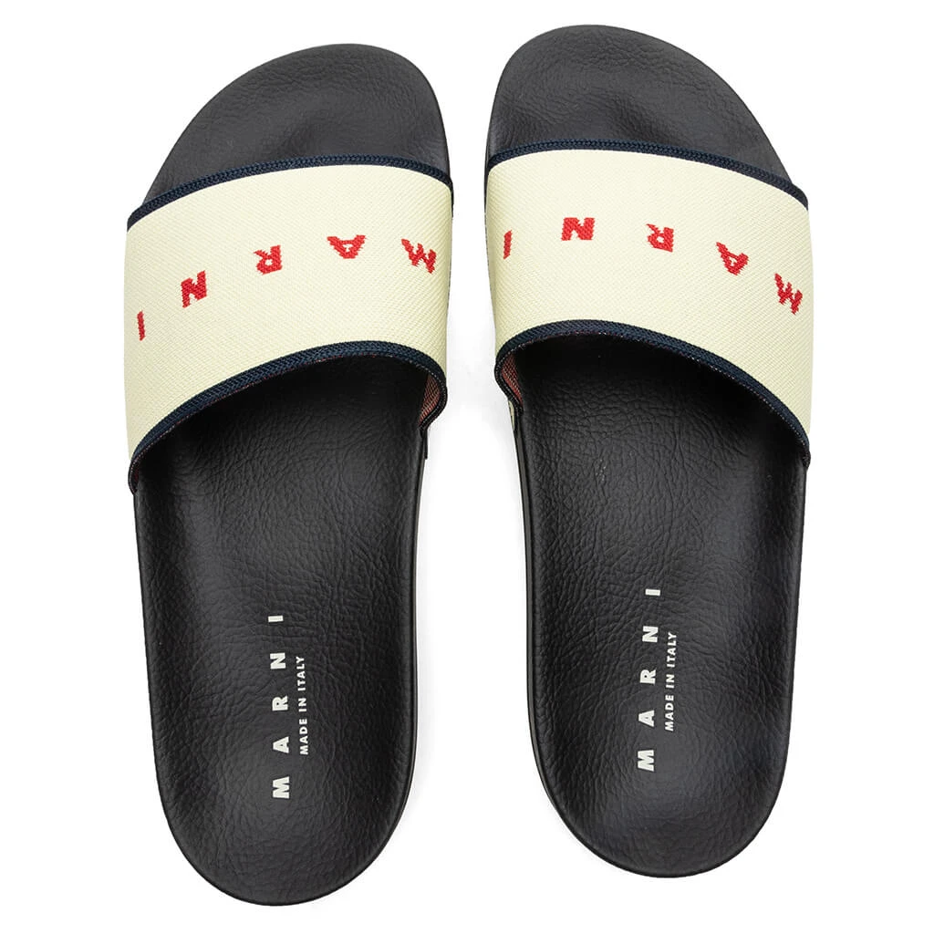 Marni Rubber Slide - Ecru/Blue Black/Red - Image 4