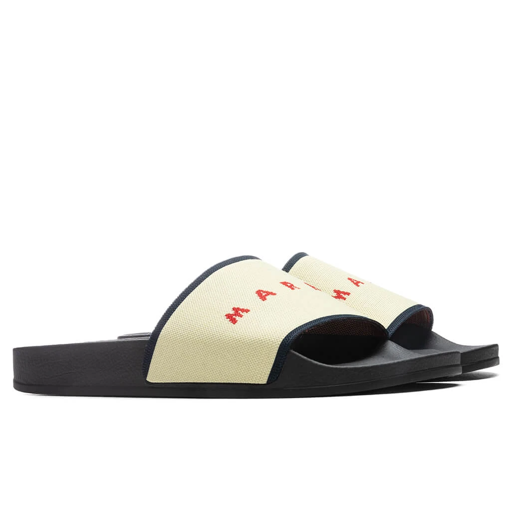 Marni Rubber Slide - Ecru/Blue Black/Red - Image 2