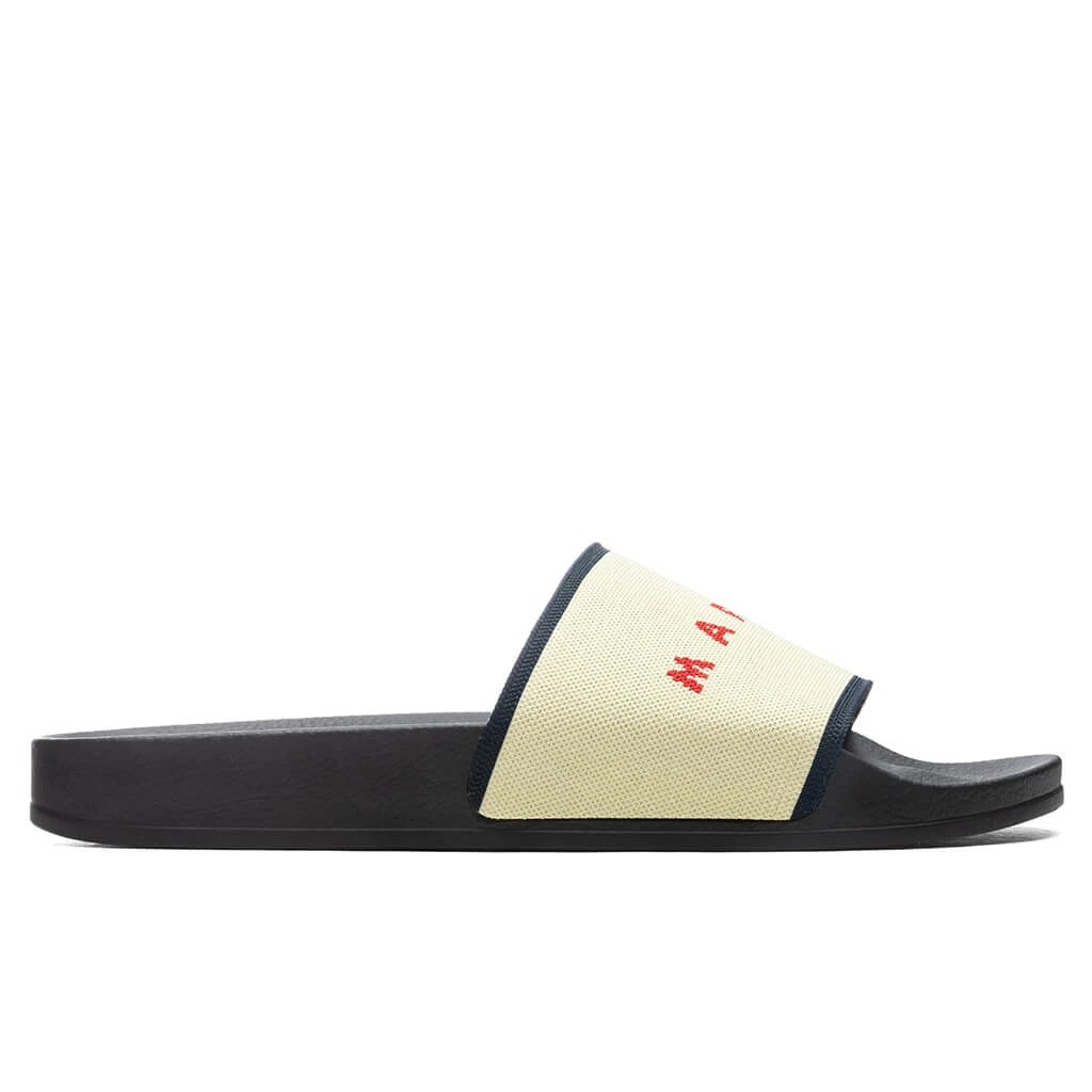 Marni Rubber Slide - Ecru/Blue Black/Red