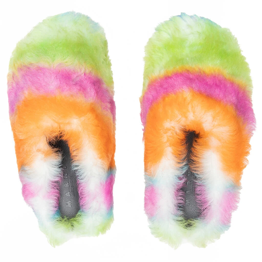 Marni Striped Shearling Fussbett Sabot - Multicolored - Image 2