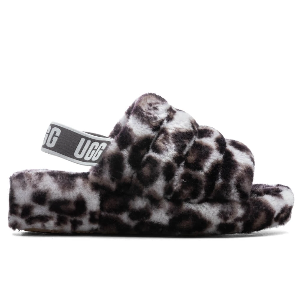 Ugg Women's Fluff Yeah Slide Panther Print - Stormy Grey