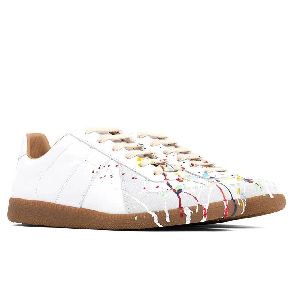 Maison Margiela Replica Low Top Suede Paint Drop - White/Multi - Image 2
